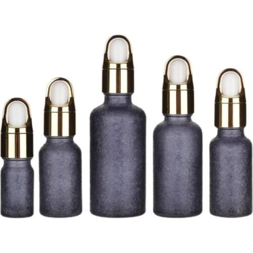 Empty Basket Head Essential Oil Dropper Vials Cosmetic Containers 5ML-100ML Black Cracked Ice Pattern Glass Refillable Bottle