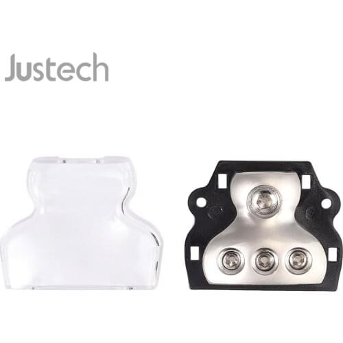 Justech 1 x 0 Gauge in 3 x 4 Gauge Out 3 Way Amp Copper Power Distribution Block for Car Audio Splitter Power Distributor Block