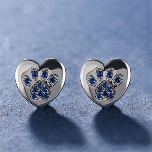 Blaike Charm Female 925 Silver Jewelry Cute Dog Claw Stud Earrings For Women Wedding Party Earring Jewelry Valentines Day Gifts