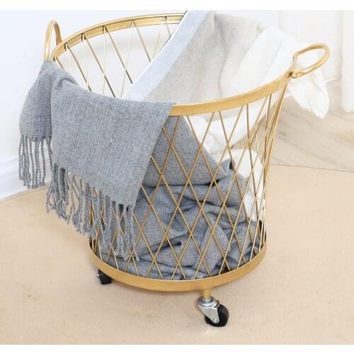 Nordic style wrought iron storage basket bathroom dirty clothes basket dirty clothes hamper light luxury home toy clothes storag