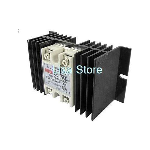 DC to AC Solid State Relay SSR-10DA-H 10A 3-32V 90-480V + Aluminum Heat Sink