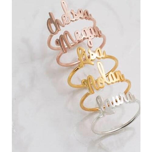 GORGEOUS TALE Stainless Steel Personalized Name Rings Big Sale Fashion Women Rings for Women Party Jewelry Anniversary Gift