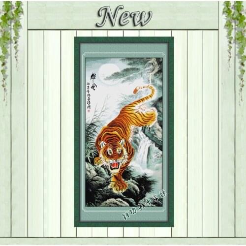Grand and powerful tiger tree animal decor DIY Needlework Kits Counted Print on canvas Embroidery Sets DMC14CT 11CT Cross Stitch