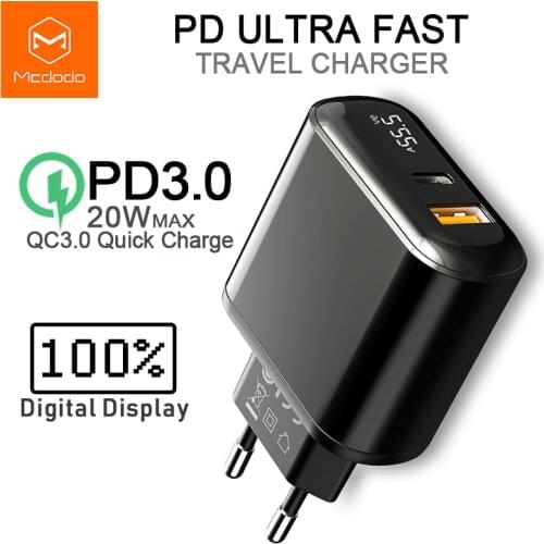 Mcdodo 20W USB Charger Quick Charge 3.0 PD Fast Charging Phone Charger for iPhone 11 Pro Max X XR XS Xiaomi Samsung S10 9 Huawei