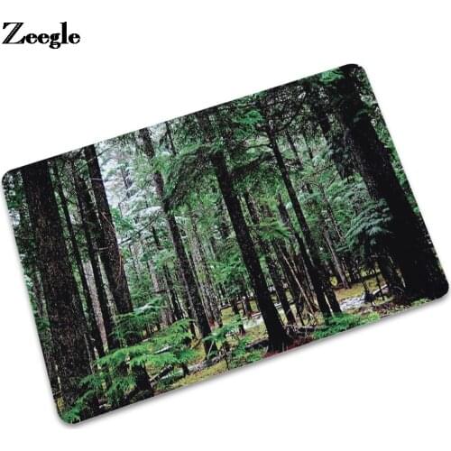 Zeegle Forest Printed Anti-Slip Entrance Door Mat Dustproof Rubber Floor Mat Bedroom Carpet Bedroom Bedside Foot Mat