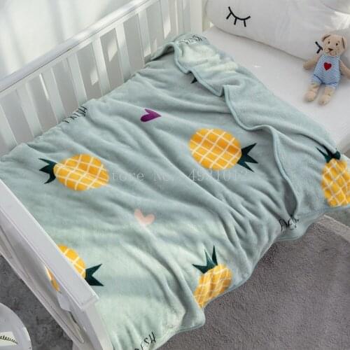 Yellow Pineapple Blanket Cartoon Printed Soft Boy Girl Baby Coral Fleece Blanket 150x200cm Autumn Thick Warm Sofa Bed Sheet Gift