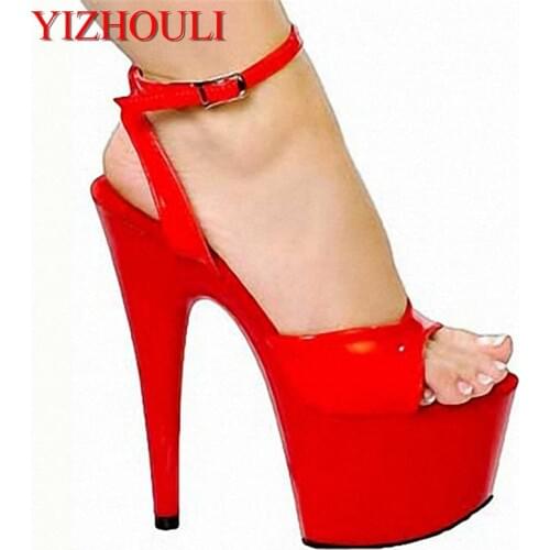 Womens Super High Heels Crystal Ankle Strap Platform 15cm Sandals Sexy Nightclub Ladies Dance Shoes
