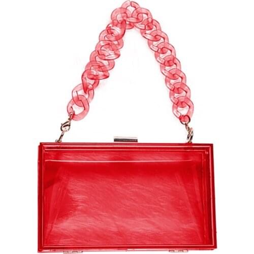 Women Clear Acrylic Box Clutch Crossbody Bag Purse with Detachable Strap 20CA
