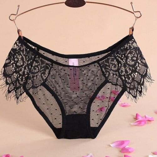 Tangas women Sexy underwear transparent Sexy eyelash lace underwear womens Triangle pants lenceria femenina kawaii free shiping