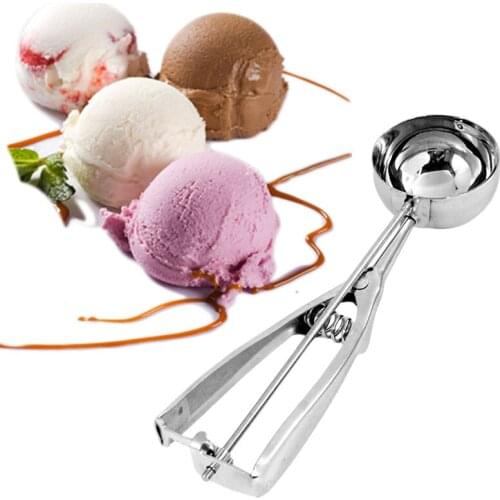 1pc Ice Cream Spoon Stainless Steel Spring Handle Masher Cookie Scoop