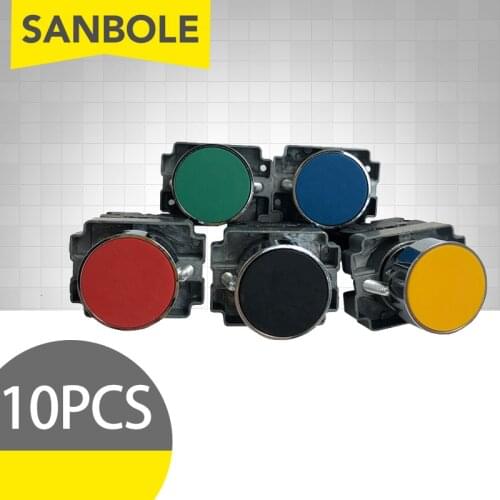 10pcs Reset 22mm Push Button Switch XB2-BA31 BA42 BA51 Flat Knob Momentary 1NO 1NC Touch Start Stop ON-OFF