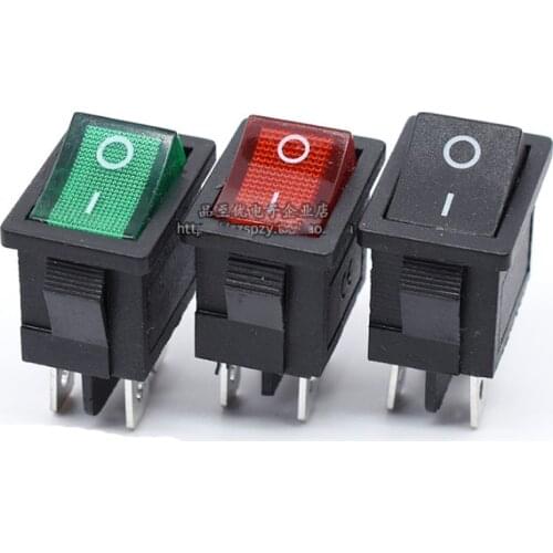 20PCS/Lot KCD1 Power Rocker boat Switch 4Pin 4P 6A/250V Red/Green/Black 21*15mm