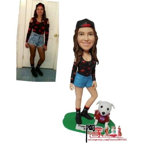 2019 Hot Sale Custom Polymer Clay Figure From Photos Permanent Preservation funny birthday toppers one person and pet