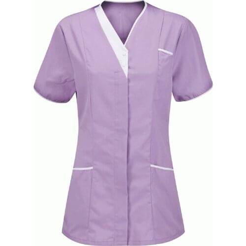 2021 Oversized Harajuku T-Shirt Womens Nurses Tunic Uniform Clinic Carer V-Neck Protective Casual Comfort T-shirts Top Camiseta