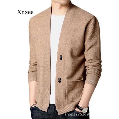 2021 New Slim Fit Buttons Knitred Cardigan Autumn Sweater Coats Casual Men Winter Pull Homme Plus Size Tracksuit Blouses Coats
