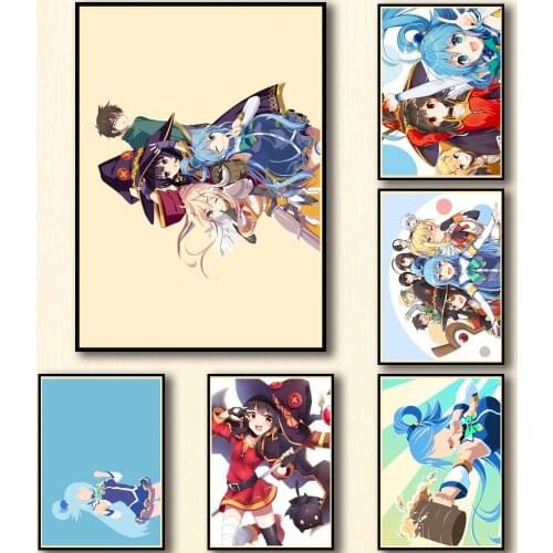 WTQ Anime Posters Kono Subarashii Sekai Ni Shukufuku Wo! Canvas Painting Wall Decor Retro Poster Wall Art Picture Home Decor