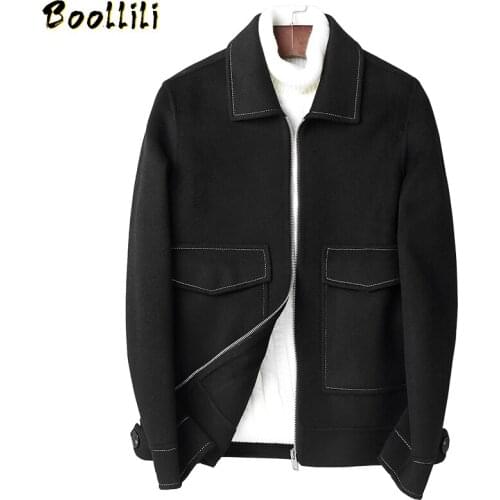 Boollili Spring Autumn Wool Coat Men Fashion Short Handmade Man Jacket Double-sided Woolen Mens Overcoat Coats