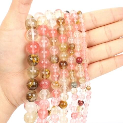 Natural Stone Beads Mixed Color Watermelon Stone Loose Beads for Jewelry Making Needlework DIY Bracelet Strand 4-12 MM