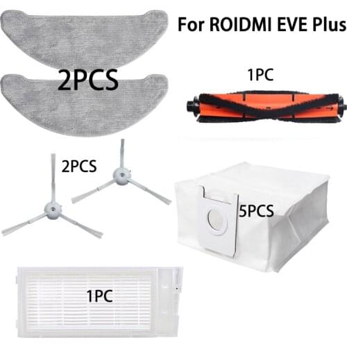 For ROIDMI EVE Plus Vacuum Cleaner Parts Dust Bag Disposable Wipes Repetitive Wipe Filter Dust Bag Side Brush Accessories