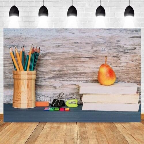 Yeele Baby Photophone Pen Holder Books Wooden Boards Background Back to School Party Backdrop Students Photography Photo Studio
