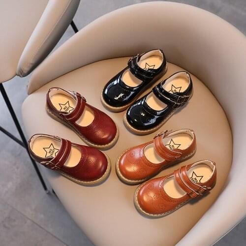 Paisley Pattern Girls Designer Shoes 2021 Autumn Toddler Leather Shoes Girls Black Red Yellow School Girl Casual Sneaker E08182