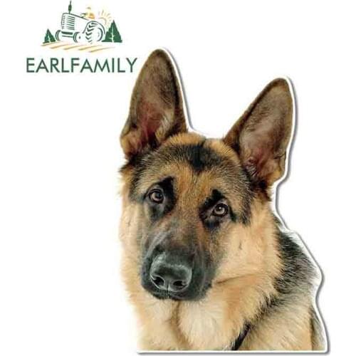 EARLFAMILY 13cm x 9.2cm for German Shepherd Face Funny JDM Car Stickers DIY Anime JDM Accessories Vinyl Car Wrap SUV Decal