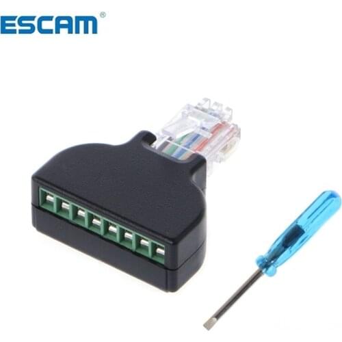 ESCAM RJ45 Ethernet Male To 8 Pin AV Terminal Screw Adapter Converter Block Plug for CCTV camera