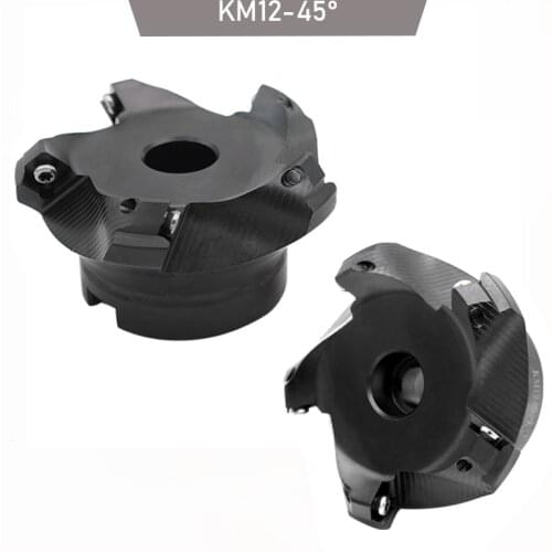 1PC KM12 45 Degree Black Milling Cutter Head KM12 50-22-4T 63-22-4T CNC Face Mill Plate Endmill For SEKT1204 Carbide Inserts