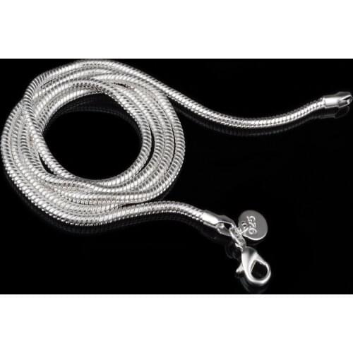 Hot sale Top Quality 925 Sterling Silver Necklace Chain Jewelry Findings 16"-24" Chains 2MM Snake Chain With Lobeter Clasp
