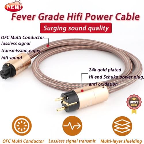 HI End Schuko Power Cord CD amplifier amp EU Power Plug Cable HIFI AC Mains Power Cable EU Schuko Power line