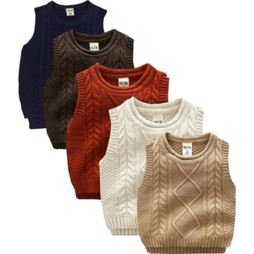 Kaiya Angel Kids Sweater Soft Baby Fall Children Clothing Sleeveless Solid Boys Girls Toddler VestTops for 2 3 4 5 6 years