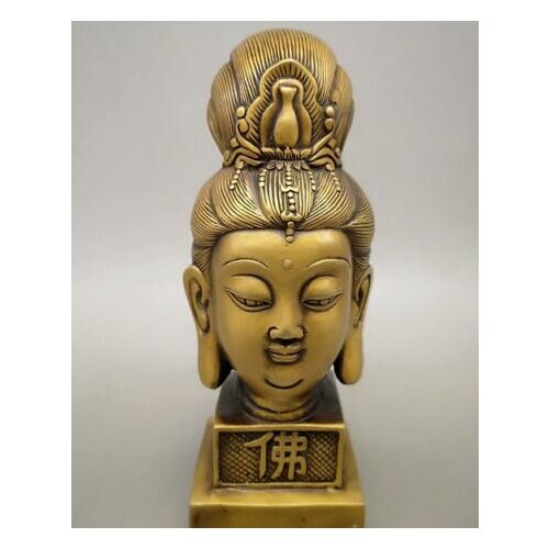 China antique brass Guanyin Head portrait Buddha statue