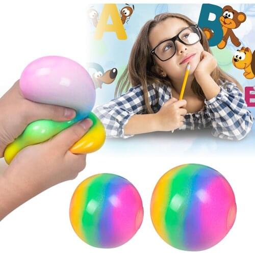 Colorful Rainbow Stress Balls Soft Foam TPR Squeeze Squishy Stress Relief Balls Toys for Kids Children Adults Funny Toys