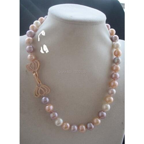 Freshwater pearl multicolor AA 10-11mm round necklace 18" nature FPPJ