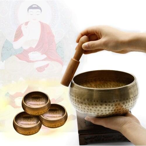 Brass Chime Bronze Qing Buddha Sound Bowl Nepal Tibet Chant Yoga Meditation Chanting Bowl Handicraft Sanskrit Brass Singing Bowl