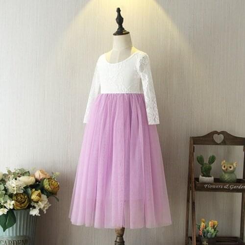 Girls 2019 Summer New Princess Bitter Fleabane Girl Flower Dress Sweet Children Dress Vest Lace Long Sleeve Dresses