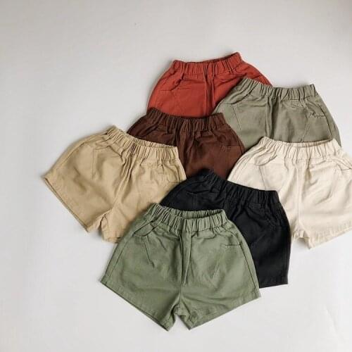 Summer Children Wear Shorts Boy Baby and Girl Pants Solid Color Cotton 1-6 Year Old Childrens Leisure Pants Basic Bottoms