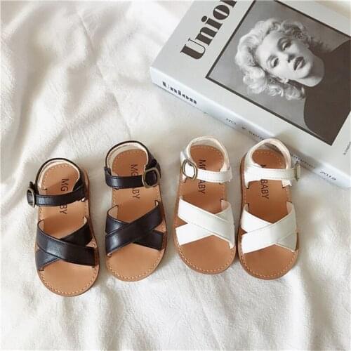 Baby Girls Summer Shoes Infant Cross Over Strap Beach Sandals 1-6 Years Girls Non-Slip Hook & Loop Summer Gladiator Shoes 21-30