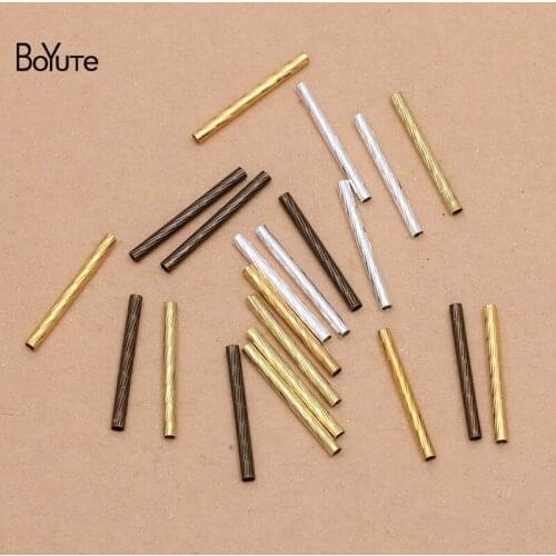 BoYuTe (200 Pieces/Lot) 20-30-40MM Length Metal Brass Carved Tube Materials Hand Made DIY Jewelry Making Accessories