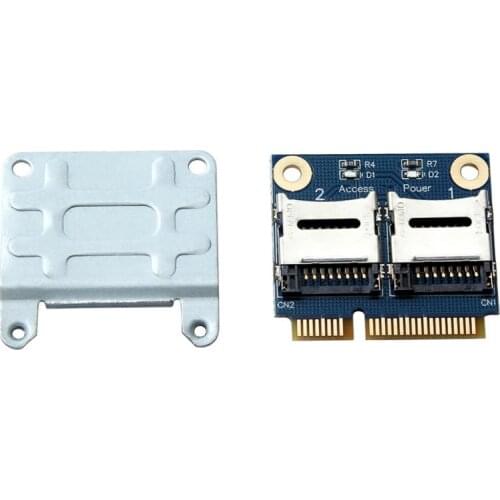 Mini Pcie To 2 Micro SD Adapter Card Mini Pcie To Dual TF Notebook SSD Card Reader Compatible With Windows 7/Vista/XP And Mac OS