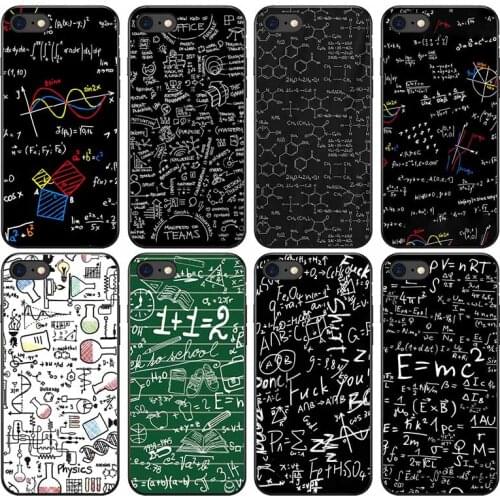 Symbol Math Science Physics Formulas Soft Cases For iphone 6 7 8Plus SE XR X 11 12 Pro Mini Max Black iphone Cover Case Frosted