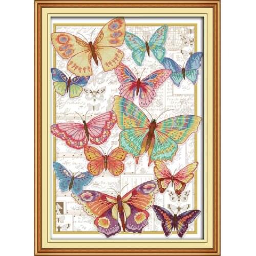 Butterflies fly freely cross stitch kit 14ct 11ct print canvas hand sew cross-stitching embroidery DIY handmade needlework
