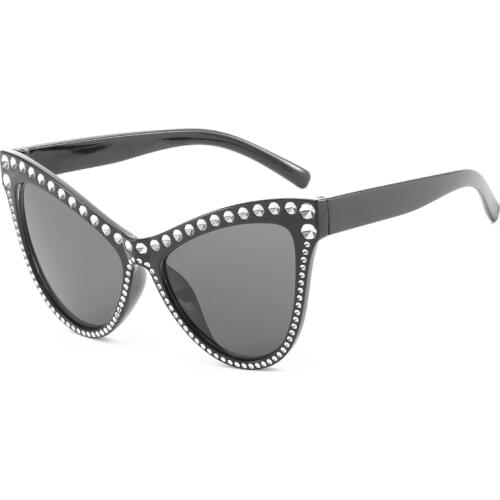 2019 New Diamond Large frame Cat eye Sunglasses Fashion Women Stars with Sunglasses for women Personality sun Glasses