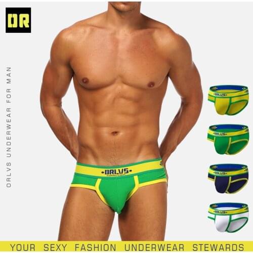 ORLVS trend brand elastic hip sexy briefs low waist cotton mens underwear OR179 beach shortsT