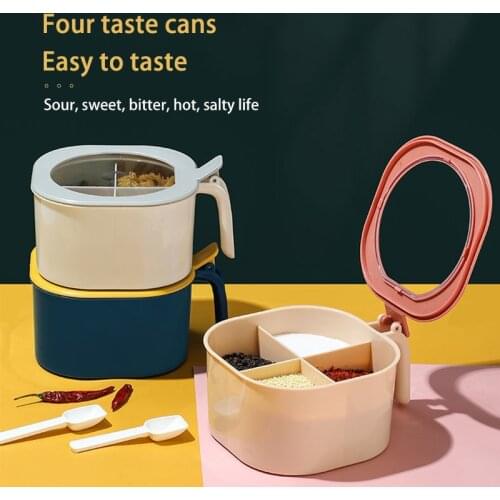 Kitchen Supplies Plastic Storage Container Spice Organizer Salt Shaker And Pepper Shaker Rack Sugar Bowl Jar Condiments Door