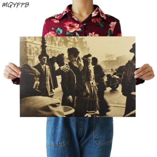 A kiss in front of the city hall Kraft Paper Poster Home Room Bedroom Wall Decoration Painting Core 50.5x35cm