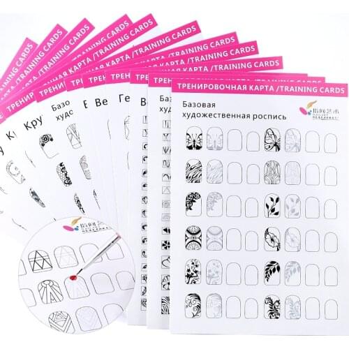 12pcs/bag Nail Art Practice Reusable Template Learning Paper Book Manicure Drawing Painting Exercise Books Tool For Manicure