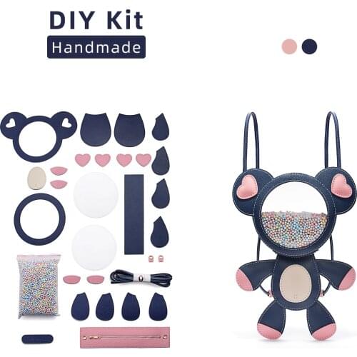 Sewing Fish Original Design DIY Leather handmade kit Cute Cartoon Bear Backpack Handmade Kit DB633