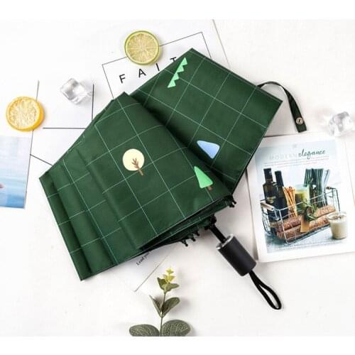 Folding umbrella goddess tri-fold ins forest retro sun umbrella rain and sun dual-use Korean small fresh umbrella