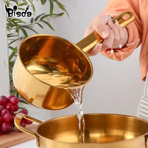 Stainless Steel Water Scoop Gold Fruit Holder Kitchen Washing Vegestable Tools Water Ladle Bath Ladle Dipper Cup Household
